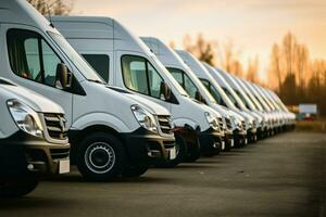 estacionado Entrega vans simbolizar a eficiência do uma transportando companhia ai gerado foto