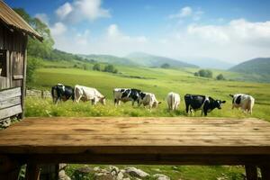 de madeira área fornece vacas com uma sereno e natural pastar espaço ai gerado foto