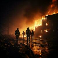 fogosa crise evitado bombeiros utilizar rodopio névoa para conquistar óleo chamas, garantindo segurança para social meios de comunicação postar Tamanho ai gerado foto