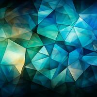 geométrico intriga abstrato triângulos fusão profundo azul, verde, branco, e vibrante ciano para social meios de comunicação postar Tamanho ai gerado foto