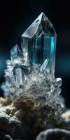 fechar-se foto do cristal mineral pedra, macro. generativo ai
