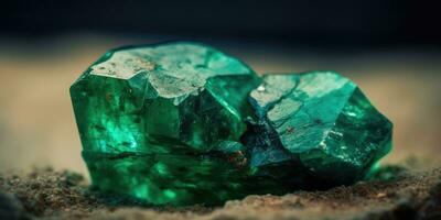 foto do esmeralda mineral pedra fechar acima, macro. generativo ai