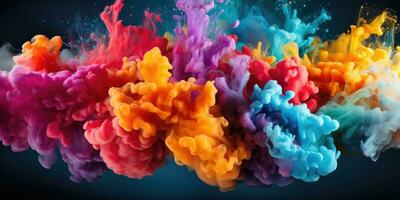explosão do cores embaixo da agua. brilhante cores embaixo da agua. colorida fundo. generativo ai foto