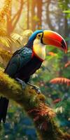 brilhante colorida imagem do uma tucano dentro a selva. exótico pássaros. generativo ai foto
