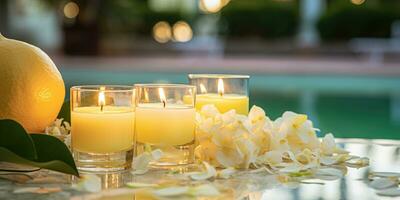 limão velas de a piscina. romântico humor. generativo ai foto