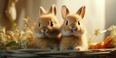 fofa e engraçado coelhos. animal mundo. generativo ai foto