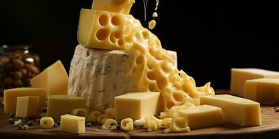 apetitoso fatias do queijo fechar-se. delicioso lanches. generativo ai foto