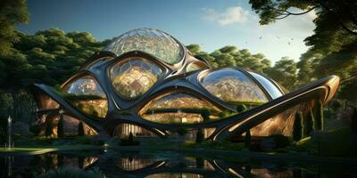 futurista eco construção projeto, cidade a futuro. generativo ai foto