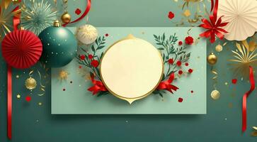 ai generativo colorida festivo cartão projeto, Natal fundo, Novo ano bandeira com cópia de espaço texto foto