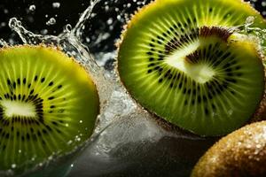 água salpicos em kiwi. ai generativo pró foto