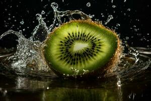 água salpicos em kiwi. ai generativo pró foto