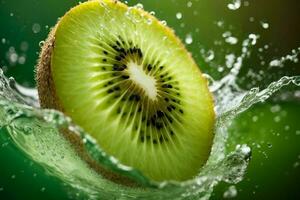 água salpicos em kiwi. ai generativo pró foto