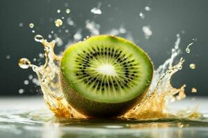 água salpicos em kiwi. ai generativo pró foto