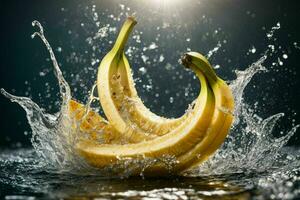 fresco banana dentro água splash. ai generativo pró foto