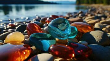 colorida pedras em a rio ai gerado foto
