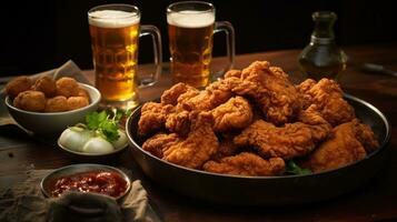 frito frango com Cerveja ai gerado foto