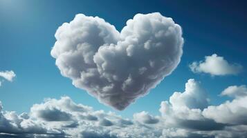 coração em forma nuvem em azul céu ai gerado foto
