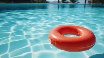 vermelho natação piscina anel dentro natação piscina ai gerado foto