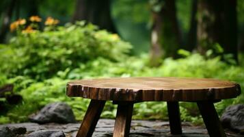 de madeira mesa dentro natureza ai gerado foto