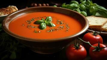 fresco tomate sopa ai gerado foto