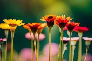 colorida flores dentro uma campo. gerado por IA foto