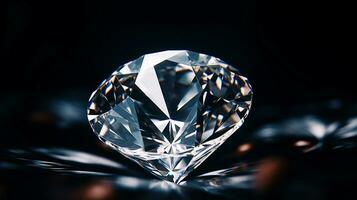 fotografia uma hipnotizante fechar-se do uma espumante diamante mantido contra uma aveludado Preto fundo. generativo ai foto