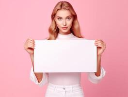 elegante garotas mãos segurando papel quadro, Armação ai gerado foto