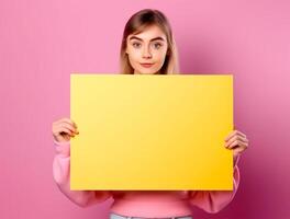 elegante garotas mãos segurando papel quadro, Armação ai gerado foto