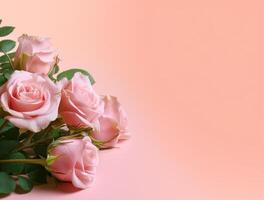 lindo rosa flores em plano fundo, topo visualizar. espaço para texto ai gerado foto