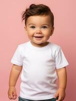 em branco branco bebê camiseta para brincar Projeto ai gerado foto