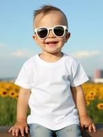 em branco branco camiseta para brincar Projeto ai generativo foto