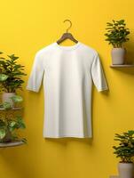 em branco branco camiseta para brincar Projeto ai generativo foto