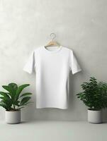 em branco branco camiseta para brincar Projeto ai generativo foto