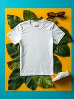 homens em branco branco camiseta para brincar Projeto ai generativo foto