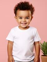 branco em branco bebê camiseta ai gerado foto
