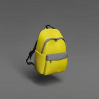 mochila escolar amarela flutuando