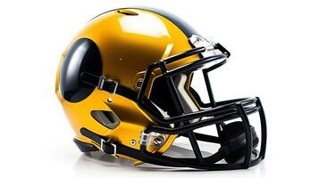 uma amarelo Preto americano futebol capacete isolado em branco fundo. futebol capacete. generativo ai foto
