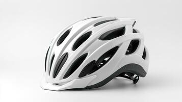 uma branco bicicleta capacete isolado em branco fundo. segurança capacete. generativo ai foto