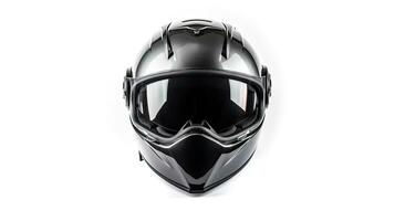 motocicleta capacete com óculos isolado em branco fundo. generativo ai foto