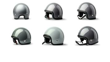 conjunto do Novo cinzento vintage capacete isolado em branco fundo. generativo ai foto
