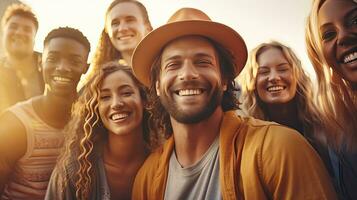 comunidade, grupo do pessoas equipe diversidade sorridente conceito. generativo ai foto