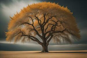 fantasia silhueta do uma árvore dentro a deserto. ai generativo foto