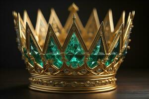 baixo chave imagem do lindo dourado rainha, rei coroa. ai generativo foto