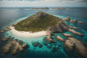 tropical de praia com Palma árvores e branco areia. ai generativo foto