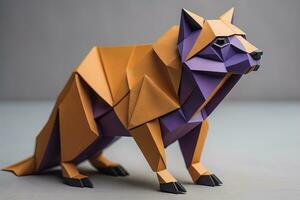 papel origami animal isolado em sólido cor fundo. ai generativo foto