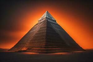 criativo e colorida pirâmide em uma sólido cor fundo. ai generativo foto
