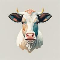 ilustração do uma retrato do uma vaca em uma cinzento fundo. ai generativo foto