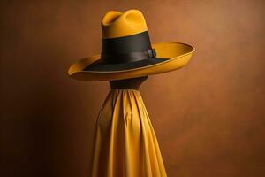 à moda fêmea chapéu em manequim. ai generativo foto