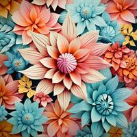 abstrato fundo colorida flor padrão, detalhado sombreamento, ai generativo foto