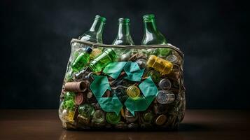plástico desperdício lixo usava garrafa, ai generativo foto